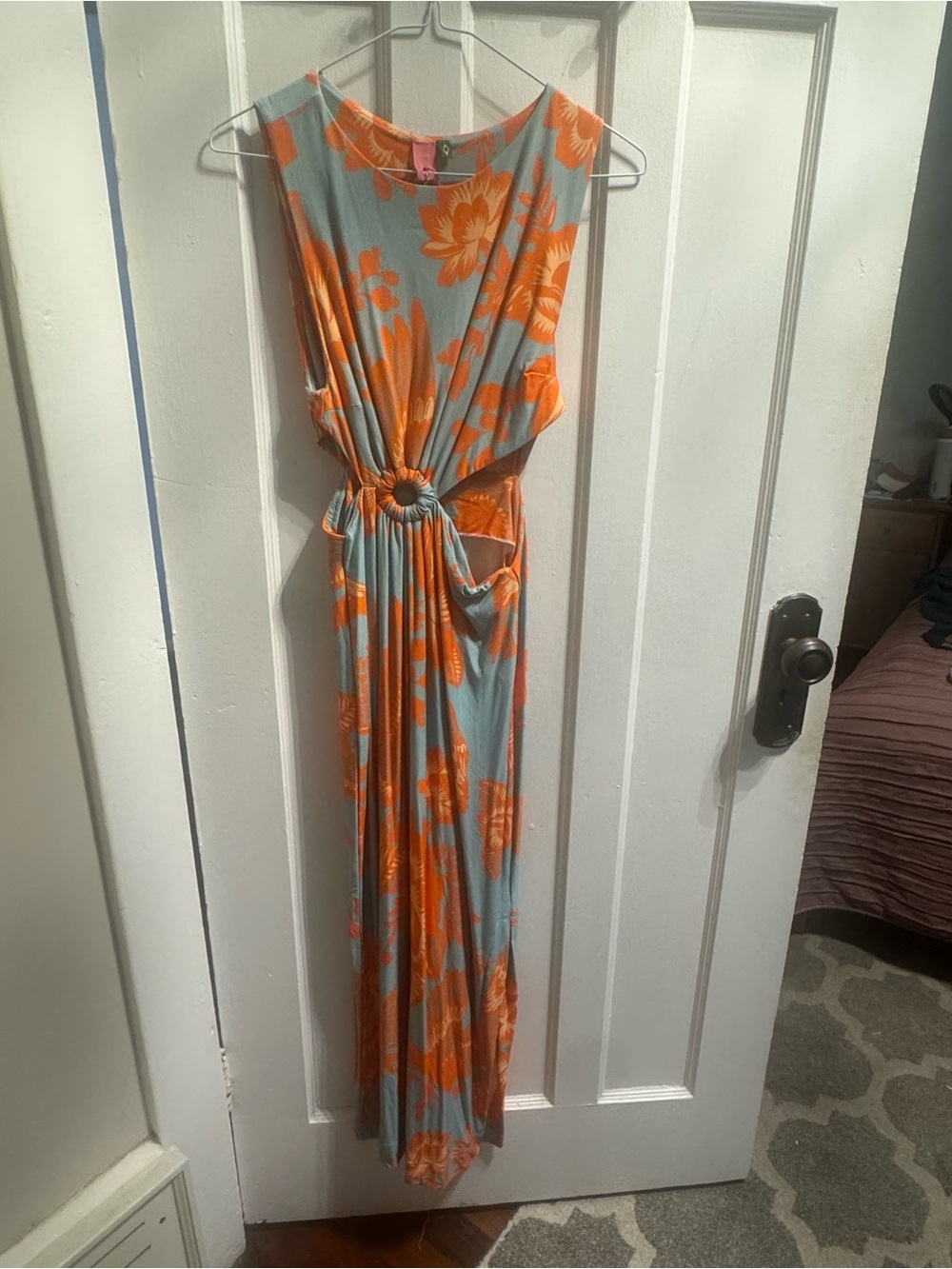 FARM Rio Blue and Orange Tropical Knot-Front Dress - Picture 4 of 4